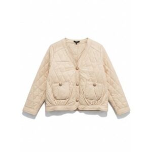 Joh Apparel Quilted Puffer Jacket Womens S Cream Gold Old Money Style NWT‎